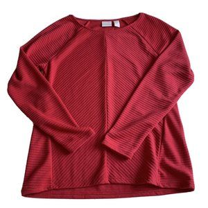Chicos NWT Mara Sweater Red Long Sleeve Textured Comfort Casual Size 0